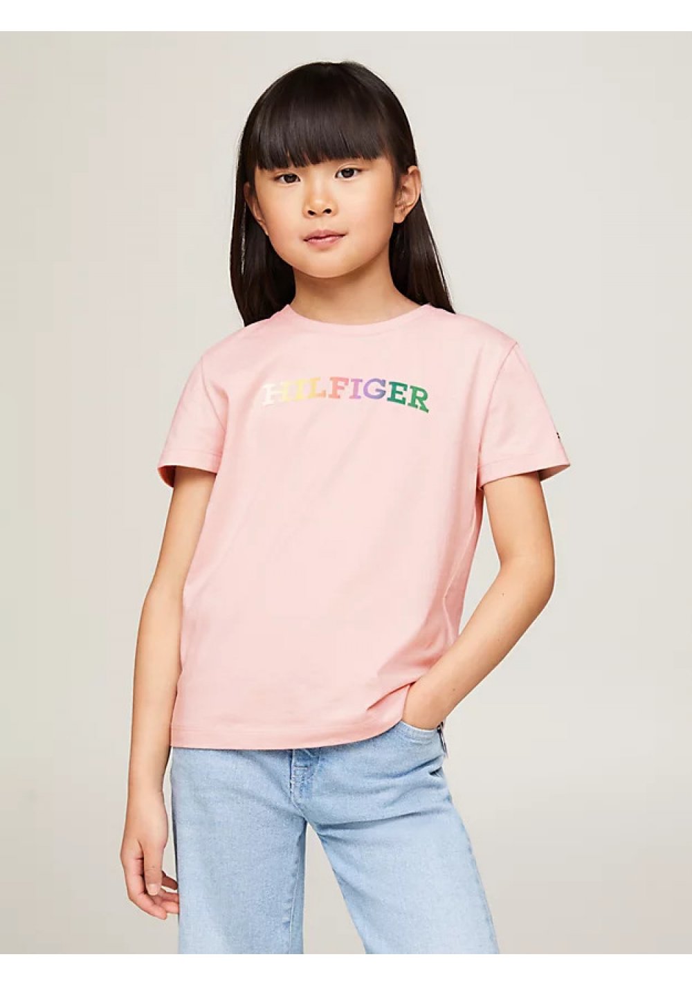 Tommy Hilfiger TEE LOGO COLORS - T-shirt rosa con stampa a rilievo