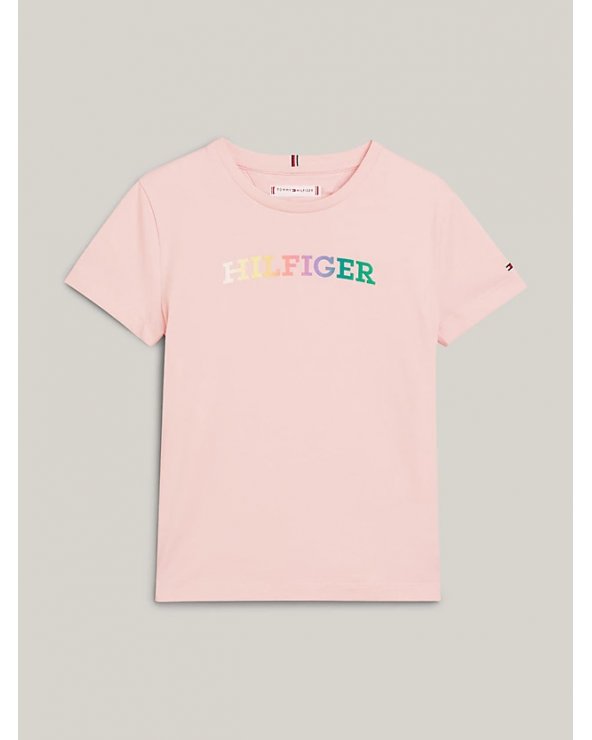 Tommy Hilfiger TEE LOGO COLORS - T-shirt rosa con stampa a rilievo