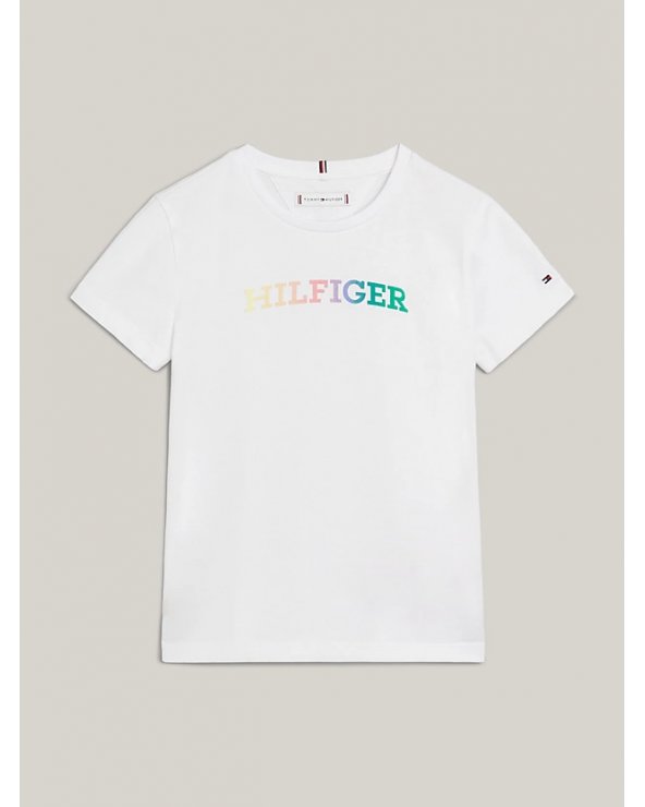 Tommy Hilfiger bambina LOGO TEE COLORS - T-shirt bianca con stampa a rilievo