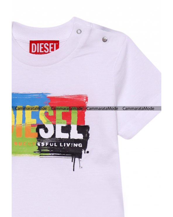 Diesel bambino T-shirt TDISEL - Maglietta girocollo bianco logo colorato