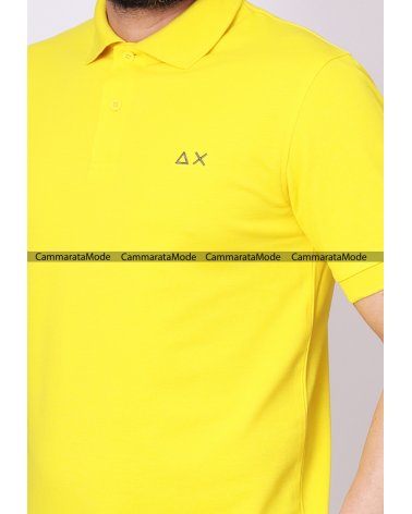 Sun68 uomo Polo BASILEA - Polo gialla a maniche corte in piquet con logo