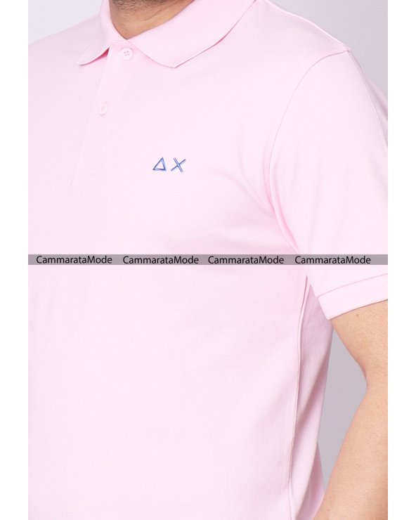 Sun68 uomo Polo BASILEA - Polo rosa a maniche corte in piquet con logo ricamato