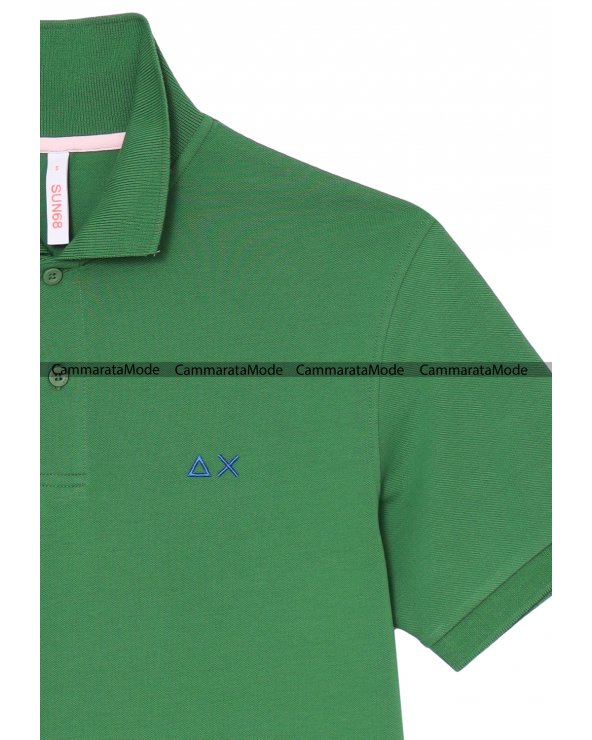 Sun68 uomo Polo BASILEA - Polo verde  a maniche corte in piquet con logo