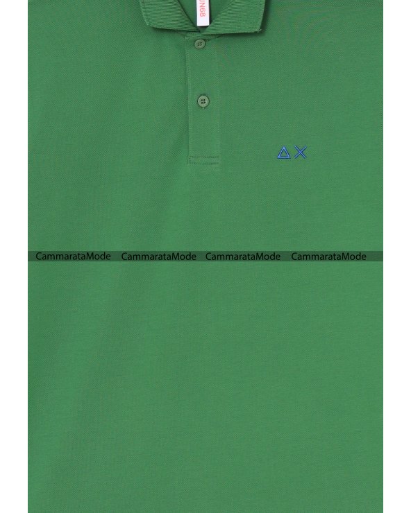 Sun68 uomo Polo BASILEA - Polo verde  a maniche corte in piquet con logo