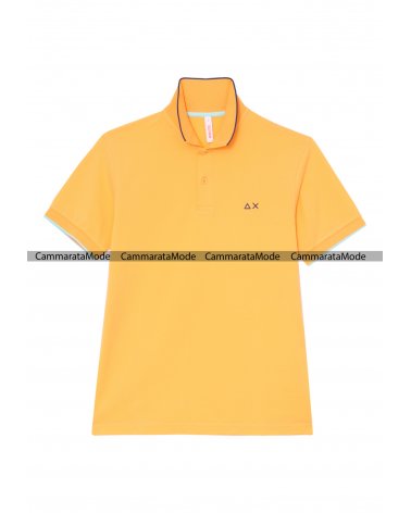 Sun68 uomo SEMPLI - Polo arancio in piquè cotone a maniche corte con logo