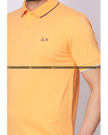 Sun68 uomo SEMPLI - Polo arancio in piquè cotone a maniche corte con logo