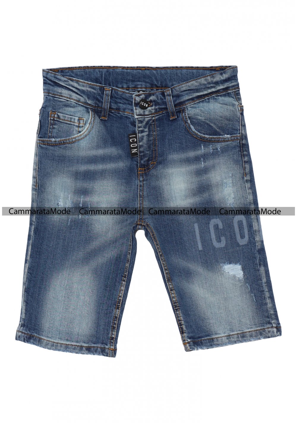 Bermuda jeans bambino ICON - Short jeans logo icon lunghezza ginocchio
