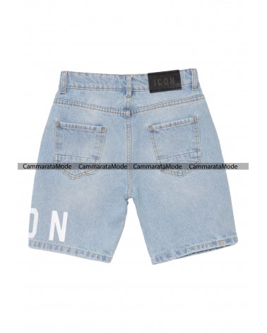 Bermuda jeans bambino ICON - Short denim chiaro con logo icon sulla coscia