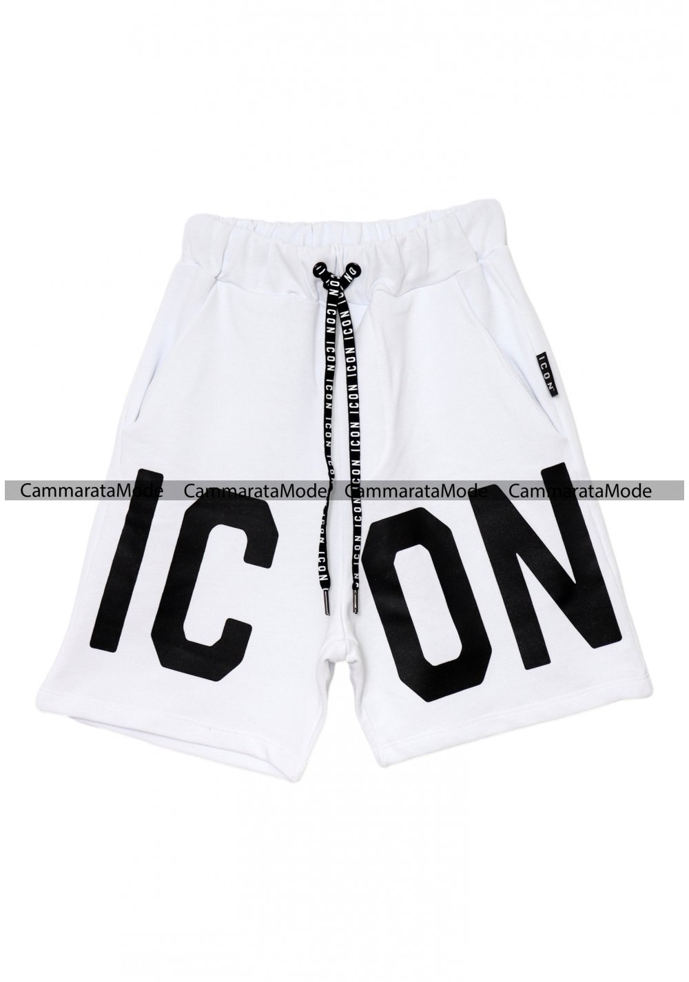 Bermuda uomo ICON - Short bianco in felpa con logo ICON nel davanti