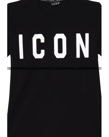 T-shirt uomo ICON - Shirt nera con grande logo nel davanti in contrasto