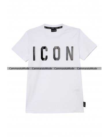 T-shirt uomo ICON - Shirt bianca con grande logo nel davanti in contrasto