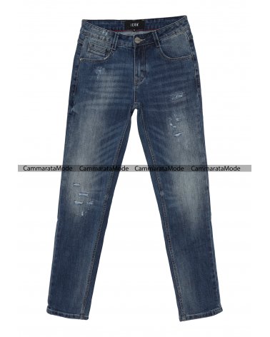 Jeans uomo ICON - Modello cinque tasche con logo, slim fit