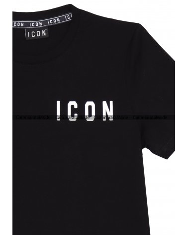 T-shirt uomo ICON - Shirt nera con mini logo laterale nel davanti