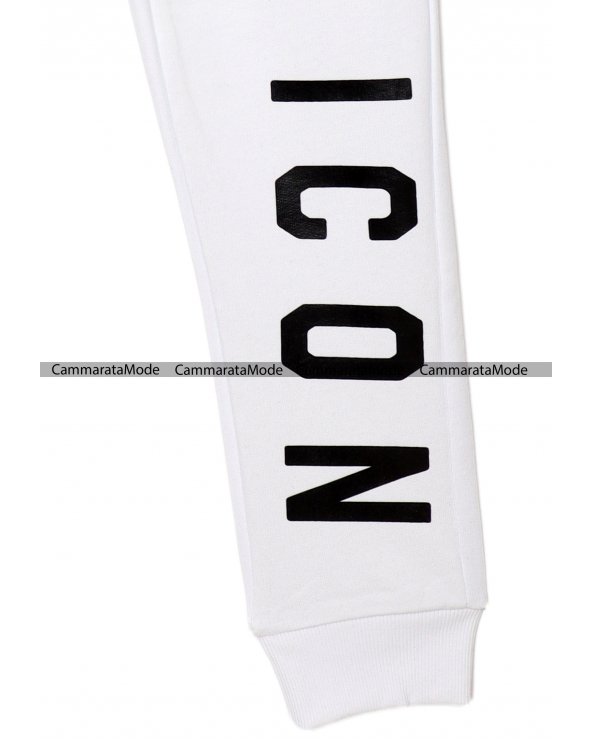 Pantalone uomo ICON - Pantafelpa bianco in felpa con grande logo nel davanti