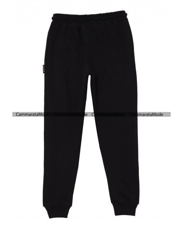 Pantalone uomo ICON - Pantafelpa nero in felpa con grande logo nel davanti in co