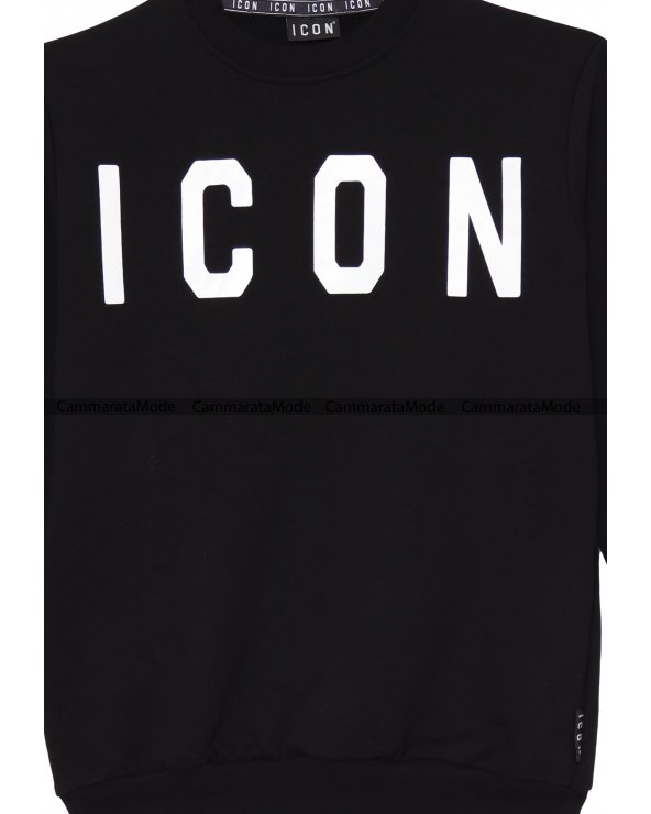 Felpa uomo ICON - Logo basic nel daventi, felpa nera girocollo