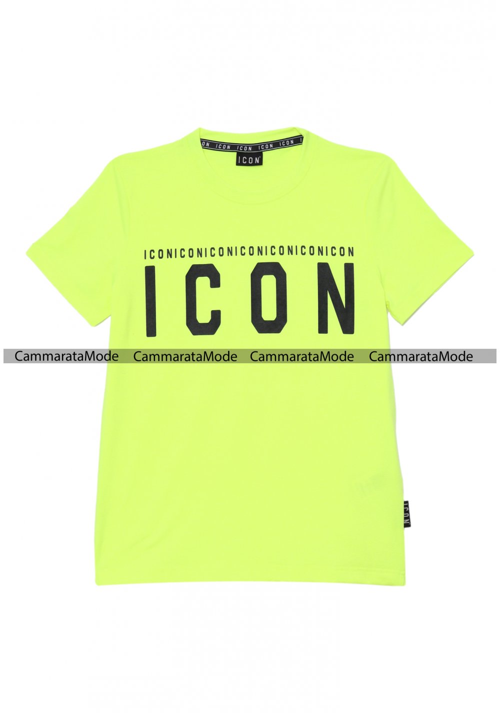 T-shirt uomo ICON - Shirt giallo fluo con grande logo nel davanti