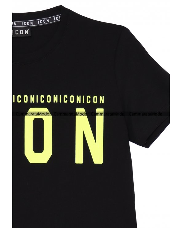 T-shirt uomo ICON - Shirt nera con grande logo nel davanti a maniche corte