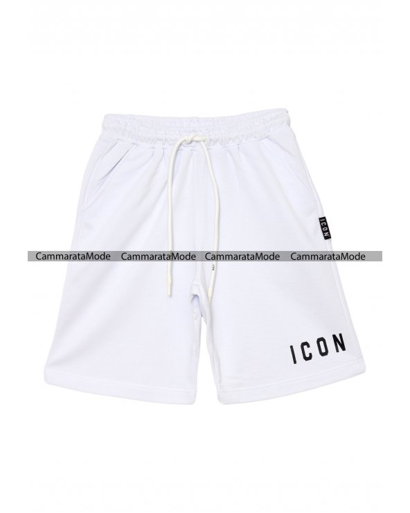 Bermuda uomo ICON - Short bianco in felpa con logo mini sulla coscia