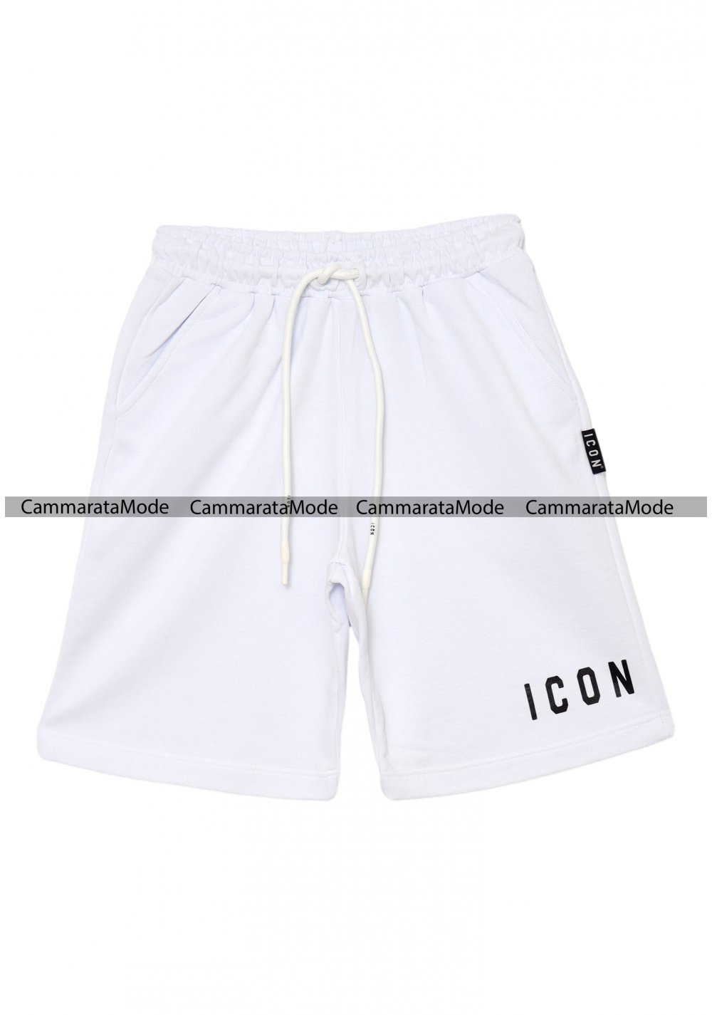 Bermuda uomo ICON - Short bianco in felpa con logo mini sulla coscia
