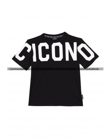 T-shirt uomo ICON - Shirt nera con grande logo sulle spalle a maniche corte