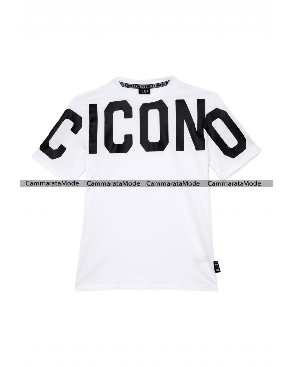 T-shirt uomo ICON - Shirt bianco con grande logo sulle spalle a maniche corte