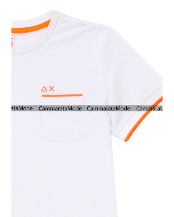 Sun68 T-shirt bambino SCHIFLU - Shirt bianca con taschino e ricamo AX