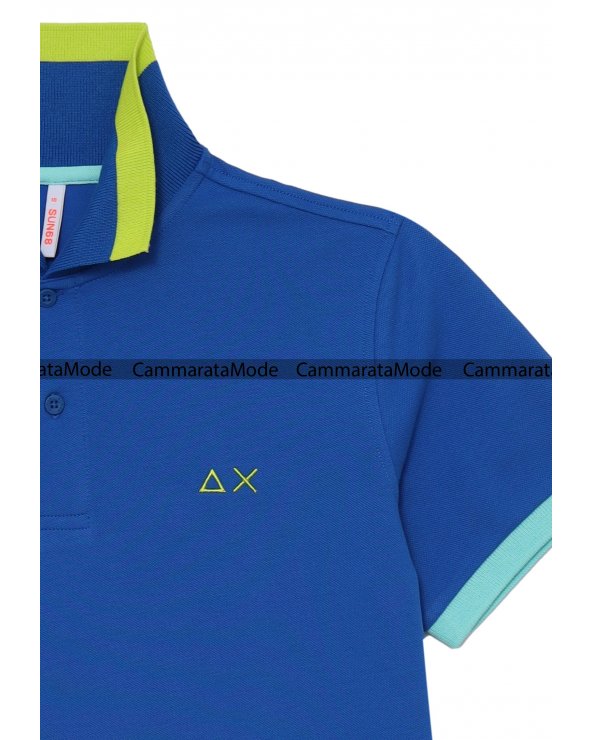Sun68 bambino T-shirt polo RIGHIN - Polo blu royal logo AX maniche corte