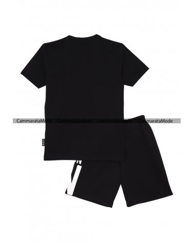 Completo bambino ICON logo - Set nero T-shirt e bermuda con grande logo