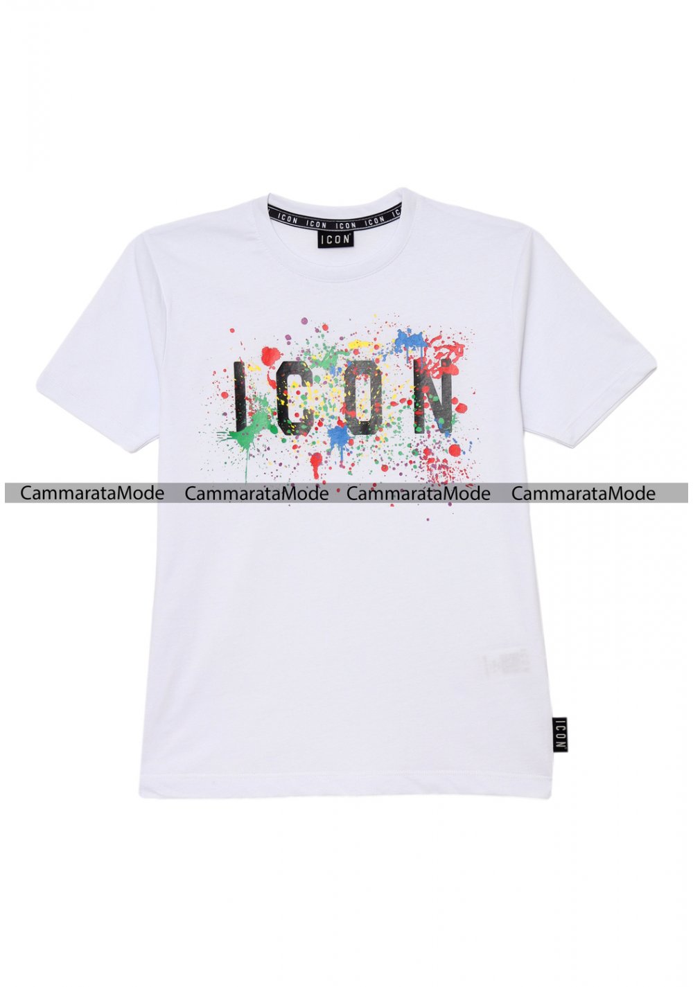 T-shirt bianco ICON - Shirt in cotone con logo ICON a maniche corte