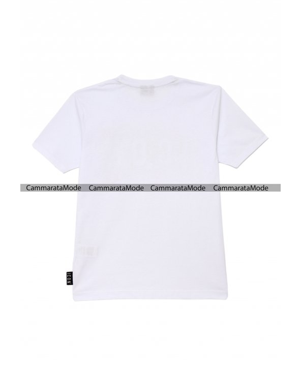 T-shirt bianco ICON - Shirt in cotone con logo ICON a maniche corte