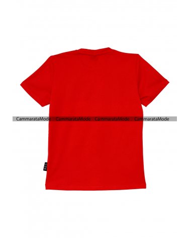 T-shirt rossa ICON - Shirt in cotone con logo ICON trasversale a maniche corte