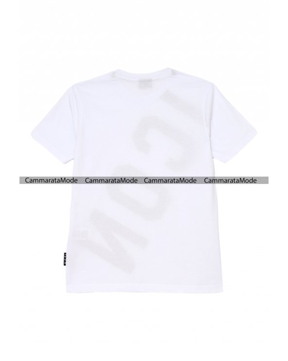 T-shirt bianca ICON - Shirt in cotone con logo basic ICON a maniche corte