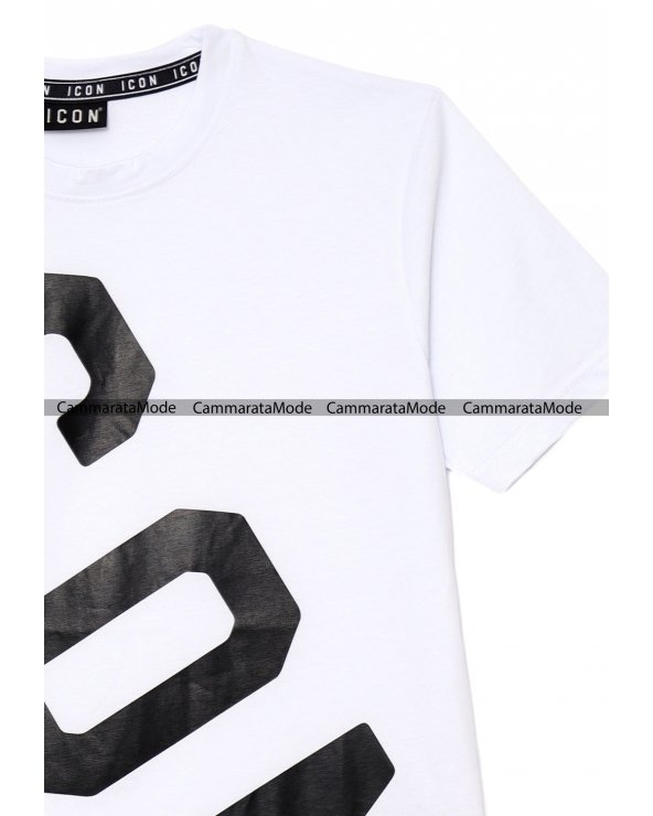 T-shirt bianca ICON - Shirt in cotone con logo basic ICON a maniche corte