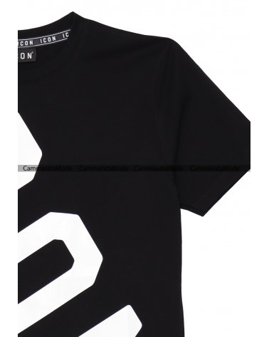 T-shirt nero ICON - Shirt in cotone con logo basic ICON a maniche corte