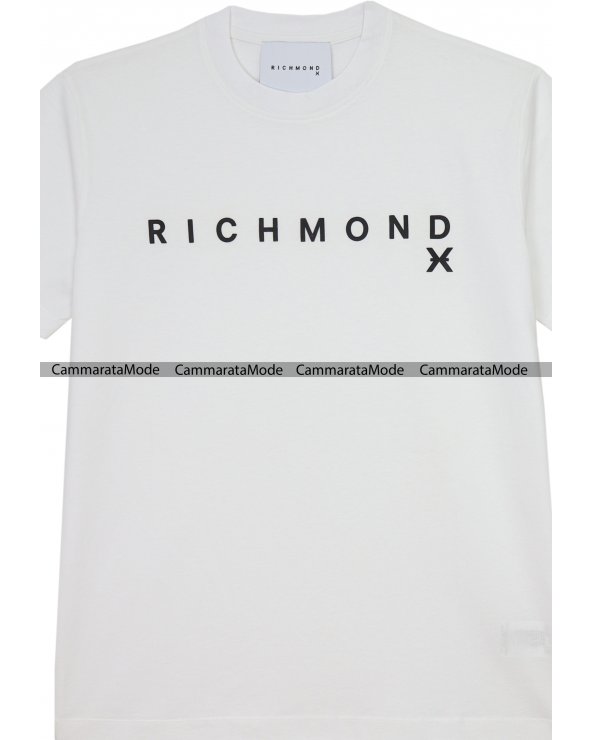Richmond Tshirt bianca logo da uomo, cotone a girocollo