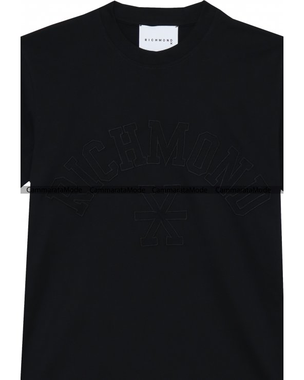 Richmond T-shirt nera, uomo maniche corte, cotone logo ricamo