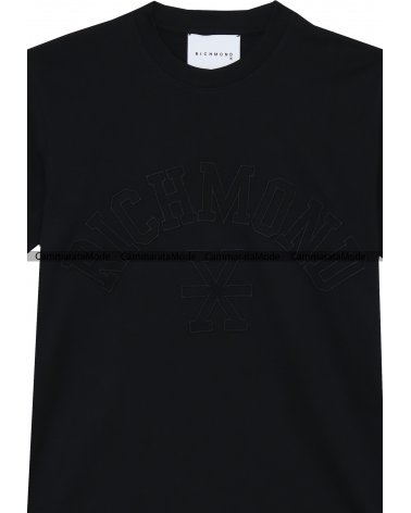 Richmond T-shirt nera, uomo maniche corte, cotone logo ricamo