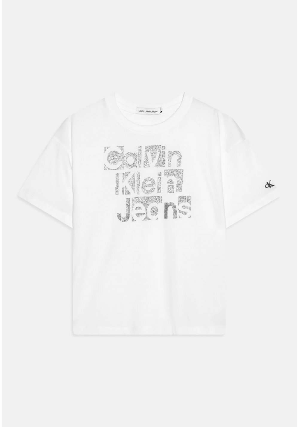 Calvin Klein Jeans bambina METALLIC BOXY - T-shirt bianca con stampa