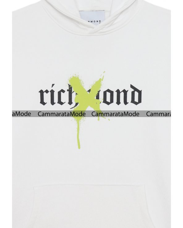 Richmond DOSHI - Felpa da uomo bianca con cappuccio, logo x