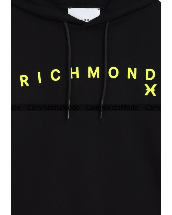 Richmond LOTIMER - Felpa nera con cappuccio da uomo, logo gomma