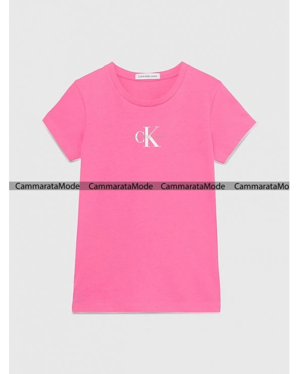 Calvin Klein Jeans bambina MARBLE PINK - T-shirt rosa con stampa maniche corte