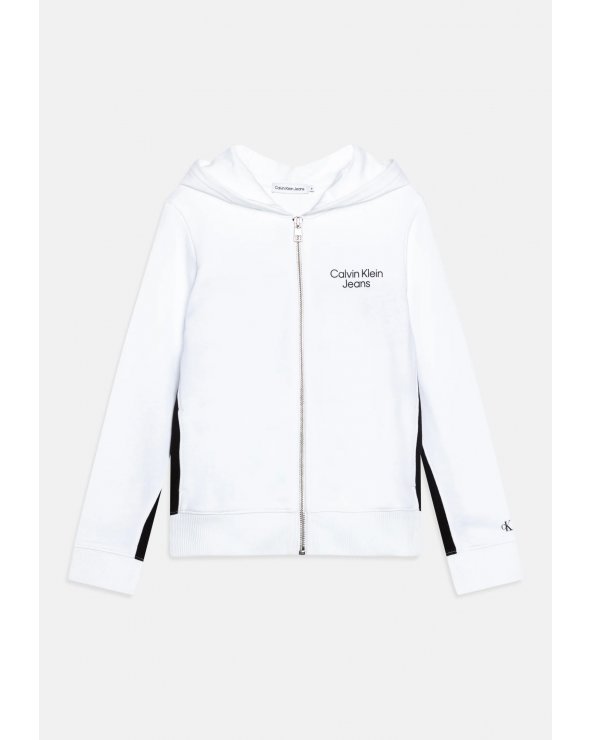 Calvin Klein Jeans bambino COLOR BLOCK ZIP THROUGH - Felpa bianca con zip