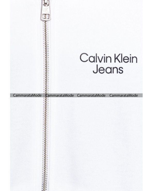 Calvin Klein Jeans bambino COLOR BLOCK ZIP THROUGH - Felpa bianca con zip