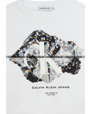 Calvin Klein bambini LOGO CANGIANTE - Felpa bianca, girocollo