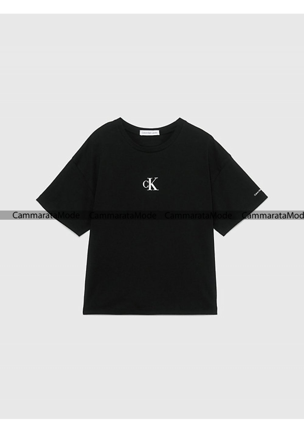 Calvin Klein Jeans bambina CROP LOGO - T-shirt nera, corta con stampa