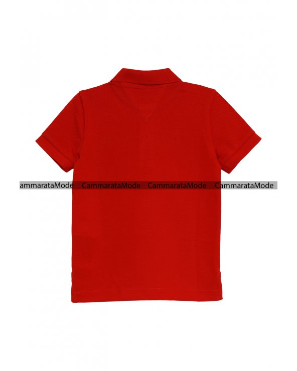 Tommy Hilfiger bambino ROSOPI - Polo rossa, piquet di cotone logo centrale