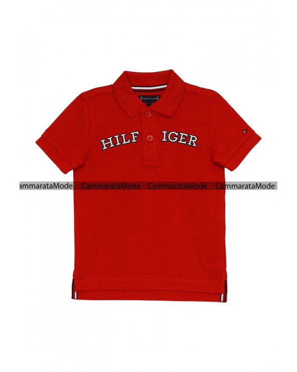 Tommy Hilfiger bambino REDITY - Polo rossa tessuto piquet logo davanti