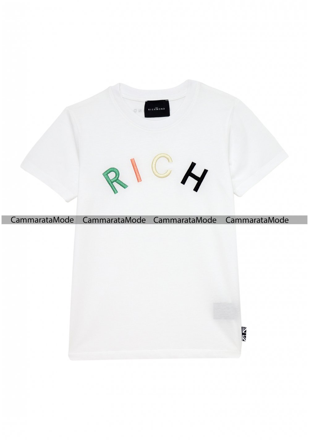Richmond bambino KABALEBO - T-shirt bianco, girocollo con stampa ricamo