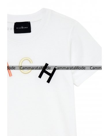 Richmond bambino KABALEBO - T-shirt bianco, girocollo con stampa ricamo